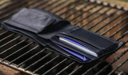 Wallet on grill grid