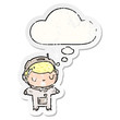 © lineartestpilot - cartoon astronaut and thought bubble as a distressed worn sticker