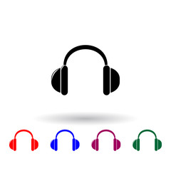 Poster - headphones multi color icon. Elements of technology set. Simple icon for websites, web design, mobile app, info graphics