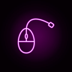Poster - mouse neon icon. Elements of technology set. Simple icon for websites, web design, mobile app, info graphics