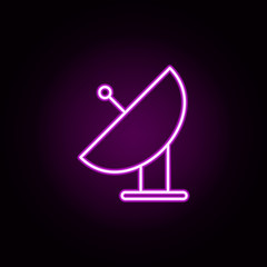 Poster - satellite dish neon icon. Elements of technology set. Simple icon for websites, web design, mobile app, info graphics