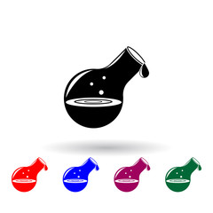 Poster - flask with liquid multi color icon. Elements of science set. Simple icon for websites, web design, mobile app, info graphics