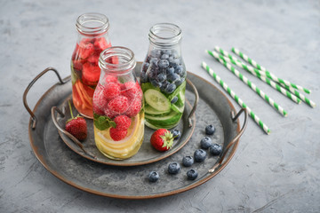 Wall Mural - Infused water with fresh fruits