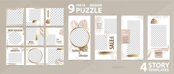 Trendy editable template for social networks stories and posts, vector illustration.