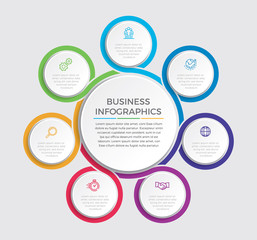 Fototapete - Infographic design vector and marketing icons can be used for workflow layout, diagram, annual report, web design.  Business concept with 7 options, steps or processes. - Vector 