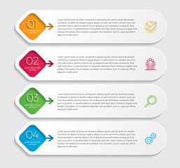 Fototapete - Infographic design vector and marketing icons can be used for workflow layout, diagram, annual report, web design.  Business concept with 4 options, steps or processes. - Vector 