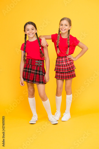 Enjoying Playtime Childhood Happiness Trendy School Uniform Red Fashion Girls English Style Fashion Happy Little Girls In Checkered Skirt Beauty Look Happy Children On Yellow Background Stock Photo Adobe Stock Enjoying Playtime Childhood Happiness Trendy School Uniform Red Fashion Girls English Style Fashion Happy Little Girls In Checkered Skirt Beauty Look Happy Children On Yellow Background Stock Photo Adobe Stock