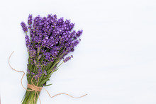 Lavender Flowers On A White Background.