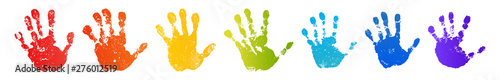 Fotografía Hand rainbow print isolated on white background
