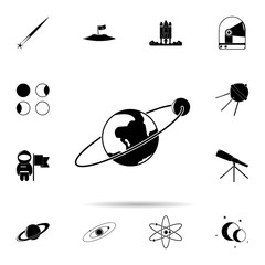 Poster - Earth and moon icon. Universal set of space for website design and development, app development