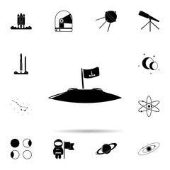 Poster - Flag on planet icon. Universal set of space for website design and development, app development