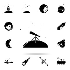 Poster - Telescope and stars icon. Universal set of space for website design and development, app development
