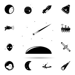 Poster - Falling star icon. Universal set of space for website design and development, app development