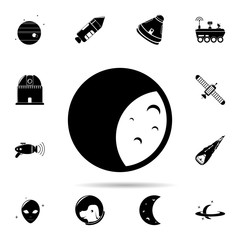 Poster - Moon icon. Universal set of space for website design and development, app development
