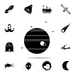 Poster - Jupiter and satellites icon. Universal set of space for website design and development, app development