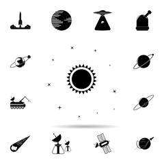 Poster - The sun icon. Universal set of space for website design and development, app development