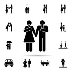 Poster - Lovers eat sweets icon. Universal set of people in love for website design and development, app development