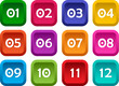 © Sylfida - Colorful set of square buttons with numbers from 01 to 12. Vector illustration