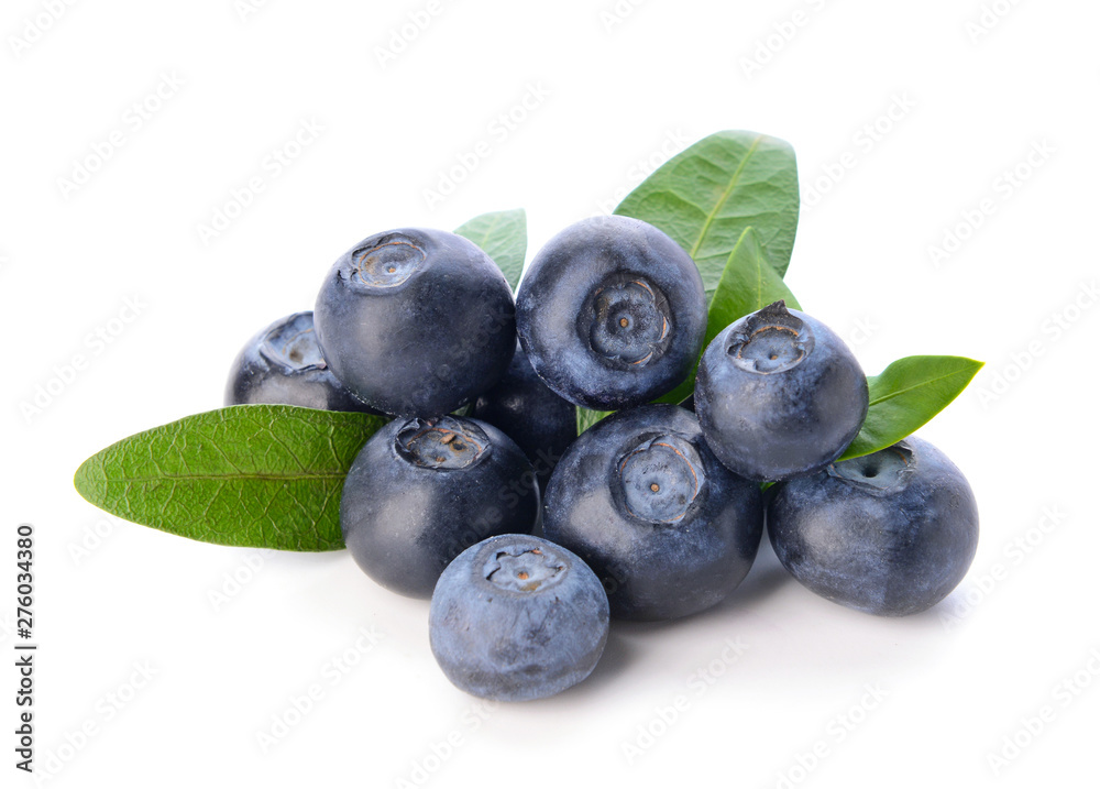 Fresh ripe blueberry on white background