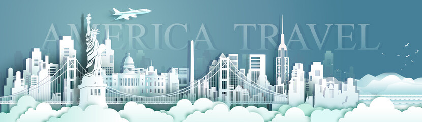 Wall Mural - Travel panorama view landmarks United States of America.