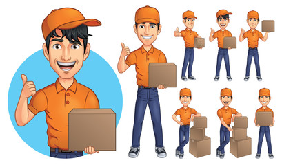 Wall Mural - Cartoon Courier Young Man Mascot Character