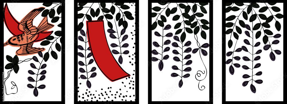 花札_4月/藤のセット Stock Vector | Adobe Stock