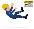 An industrial worker is falling from high level.