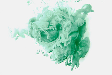 Poster - Ink drop in water, green paint splash 