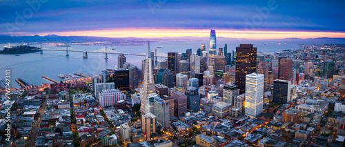 Aerial View of San Francisco Skyline at Sunrise Canvas Print
