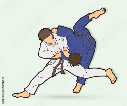 Dekoracja na wymiar  judo-sport-akcja-kreskowka-wektor-graficzny
