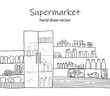 Supermarket hand-draw illustration. doodle drawing