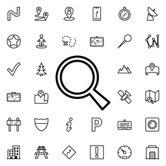 Aufkleber - Magnifier icon. Universal set of navigation for website design and development, app development