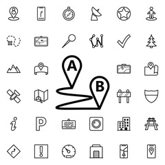 Aufkleber - Pin a and b made icon. Universal set of navigation for website design and development, app development