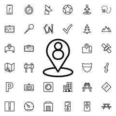Poster - Man in pin icon. Universal set of navigation for website design and development, app development