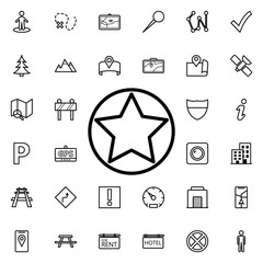 Poster - Star in a circle icon. Universal set of navigation for website design and development, app development