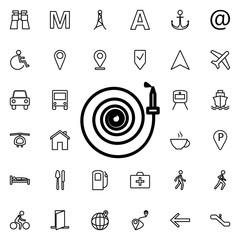Poster - fire hose icon. universal set of navigation for website design and development, app development