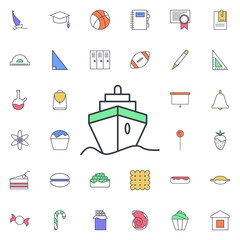 Poster - Ship icon. Universal set of web for website design and development, app development