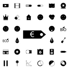 Poster - euro tag icon. Universal set of web for website design and development, app development