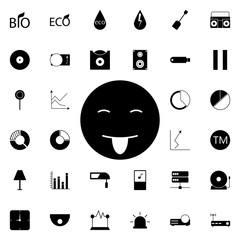 Aufkleber - smiley with tongue out icon. Universal set of web for website design and development, app development