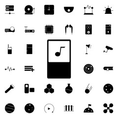Aufkleber - music player icon. Universal set of web for website design and development, app development