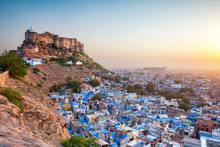 The Blue City And Mehrangarh Fort In Jodhpur. Rajasthan, India