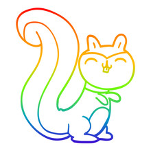 Rainbow Gradient Line Drawing Cartoon Happy Squirrel