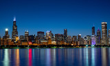 Fototapeta Miasta - Amazing Chicago skyline in the evening - CHICAGO, ILLINOIS - JUNE 12, 2019
