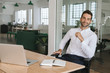 © mavoimages - Smiling young businessman sitting at his desk in an office