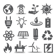 Sticker - Energy icons set on white background