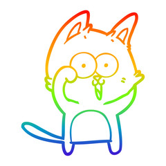 rainbow gradient line drawing funny cartoon cat