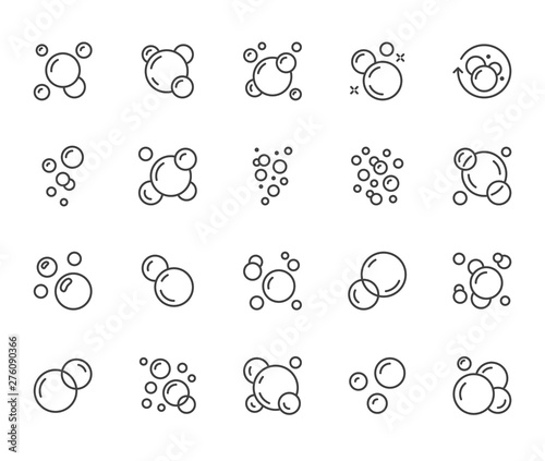 Fotomural Bubbles flat line icons set