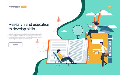 flat design concept of education for website and landing page template.online education, training an
