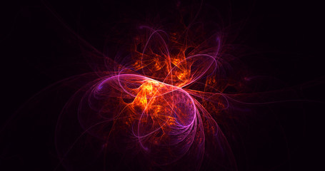 Wall Mural - 3d rendering abstract red fractal light background