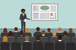 © Vector DSGNR - African man giving business presentation in conference room. Vector illustration.